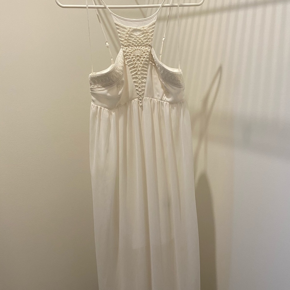 Express | White Sheer Dress w/Embroidered Detail